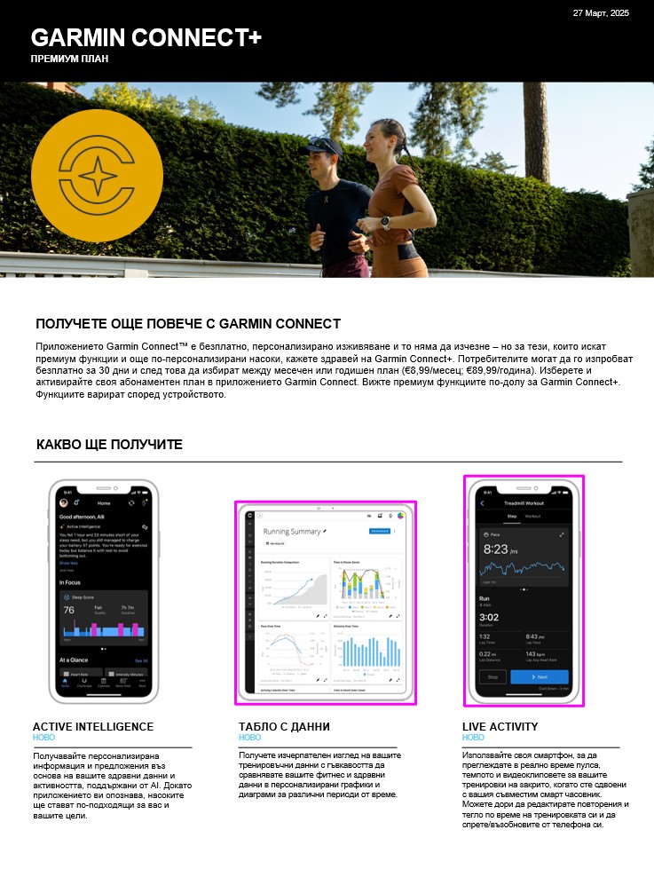 Garmin Connect+ премиум абонамент